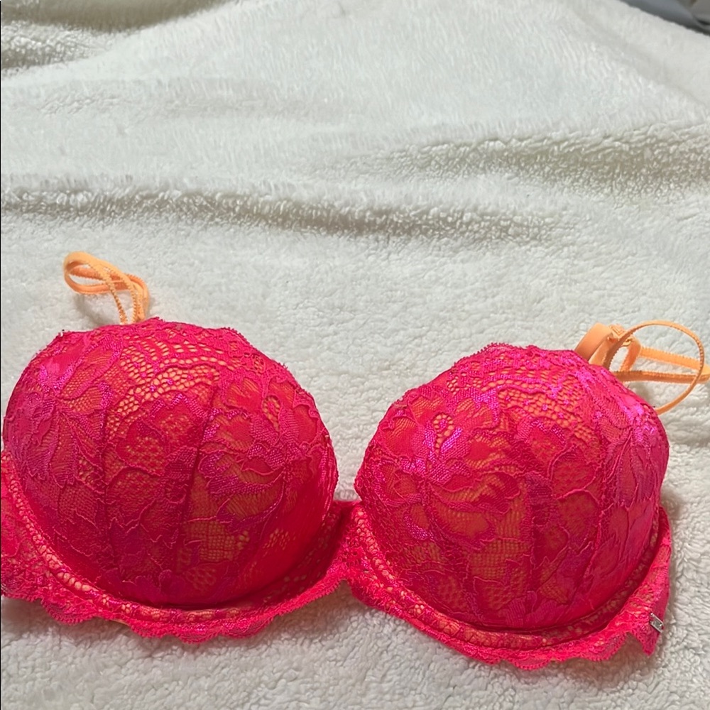 Lace Push-Up Date Bra in Pink and Orange like new